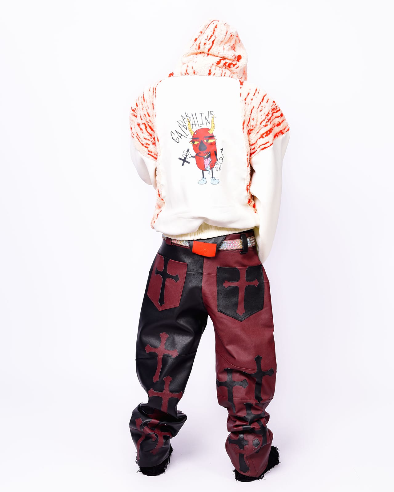 Cross Panel Leather Pant view 3
