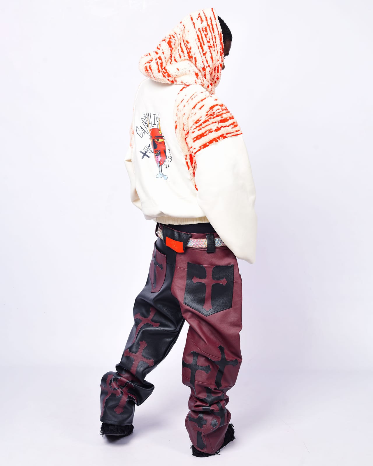 Cross Panel Leather Pant view 4